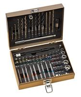 kwb Max-Box 67-dlg. Boor- en bitset, bestaande uit bits, boren, lange bits, dopsleutels, steenboren en houtboren in een stevige metalen koffer
