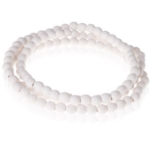 Witte houten kralen ketting 90cm