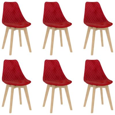 vidaXL Eetkamerstoelen 6 st fluweel rood