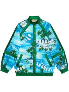 Gucci veste en coton à imprimé graphique - Bleu