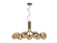 ECO-LIGHT Meervlammige hanglamp messing - 9 glazen ballen rookglas in amber 161 cm