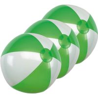 5x Opblaasbare strandballen groen/wit 28 cm speelgoed