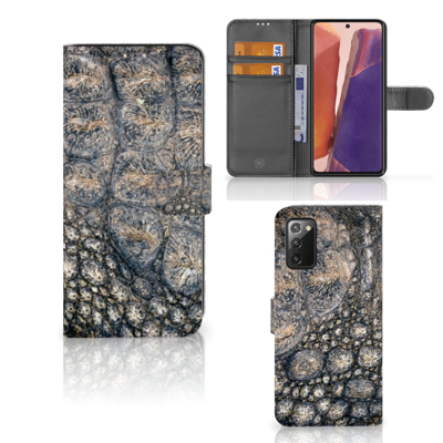 Samsung Galaxy Note 20 Telefoonhoesje met Pasjes Krokodillenprint