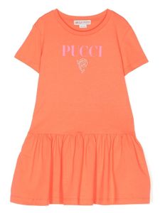 PUCCI Junior robe en coton à logo imprimé - Orange