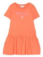 PUCCI Junior robe en coton à logo imprimé - Orange