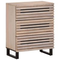 Dressoir 60x34x75 cm massief mangohout wit - thumbnail