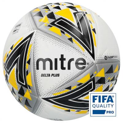 Mitre voetbal Delta Plus polyurethaan wit/zwart/geel Mitre voetbal Delta Plus polyurethaan wit/zwart/geel