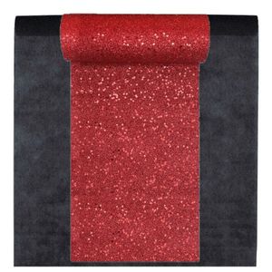 Feest tafelkleed met glitter tafelloper - op rol - zwart/rood - 10 meter