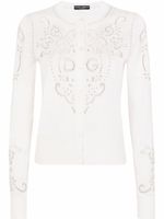 Dolce & Gabbana cardigan en soie à broderies - Blanc - thumbnail