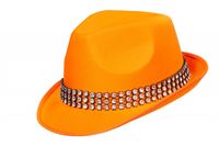 Kojakhoed oranje met strass-band - thumbnail