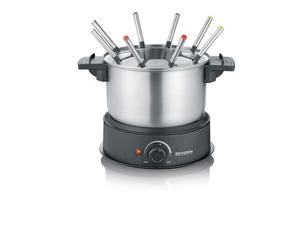 Severin 2470 Fondue 1500 W 8 fonduevorkjes RVS (geborsteld), Zwart