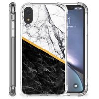 Apple iPhone Xr Anti-Shock Hoesje Marmer Wit Zwart - Origineel Cadeau Man - thumbnail