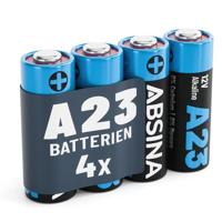 ABSINA 4 x batterij A23 voor garagedeuropeners en nog veel meer, 23 A, 12 V batterij, alkaline, lekvrij en met lange houdbaarheid, A23S 12V batterij, 12V 23A batterij, L1028, 23A, 12V batterij, V23GA