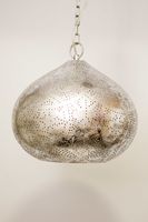 Marokkaanse hanglamp 'Pumkin' oosterse hanglamp filigrain stijl - pompoen - vintage zilver E27 fitting 300mm - thumbnail