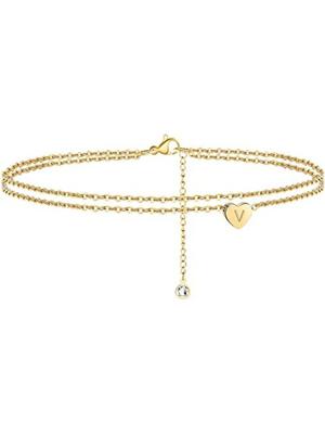 strand Dubbele Keten Hart Brief Enkelbandje strand Dubbele Keten Hart Brief Enkelbandje