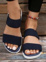 Summer Plain Synthetic Leather Slide Sandals - thumbnail