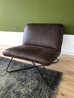 Leren fauteuil zonder armleuning met kruisframe - bruin leer - Echt leer, Industrieel, ontdek de vele Leersoorten en Kleuren bij ShopX - thumbnail