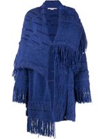 Stella McCartney manteau asymétrique à franges - Bleu