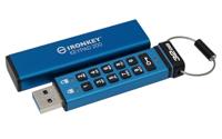 Kingston Ironkey Keypad 200 32GB Versleutelde USB | Alfanumeriek Toetsenbord | Multi-Pin Toegang | XTS-AES 256-bit | FIPS 140-3 Niveau 3 Gecertificeerd (Aangevraagd) | IKKP200/32GB, Blauw