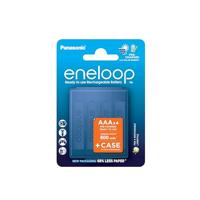 Panasonic eneloop, AAA/Micro herlaadbare batterijen, Ready-to-Use, 4-pack met blauwe doos, verbeterde capaciteit van min. 800 mAh, 2100 laadcycli, oplaadbare in plasticvrije verpakking, Ni-MH batterij