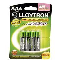 Lloytron B014 Rechargeable Accupower AAA Ni-MH Batteries 550mAh 4 Pack