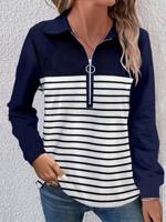 Casual Loose Zipper Striped Shirt