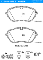 Remblokkenset, schijfrem ATE, u.a. fÃ¼r Peugeot, Opel, DS, CitroÃ«n, Vauxhall - thumbnail