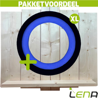 Lena Dartbordverlichting Deluxe XL Blauw-Zwart + Lena Wooden Wall Protector - thumbnail