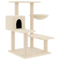 vidaXL Kattenmeubel met sisal krabpalen 82,5 cm crèmekleurig, kattenpaal, kattenboom, kattenkrabpaal, kattenhuis, kattenmeubel, kattenpalen