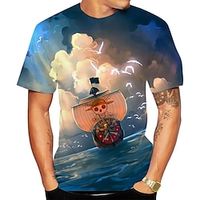 One Piece Aap D. Luffy T-Shirt Anime Cartoon Anime 3D 3D Harajuku Grafisch Voor Voor Stel Voor heren Dames Volwassenen Back To School 3D afdrukken Lightinthebox - thumbnail