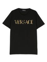 Versace Kids t-shirt en coton à logo brodé - Noir