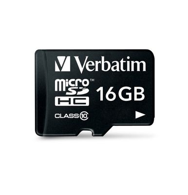 Verbatim MICRO SDHC 16GB CL 10 ADAP microSDHC-kaart 16 GB Class 10 Incl. SD-adapter