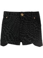 PINKO short en jean à logo imprimé - Noir