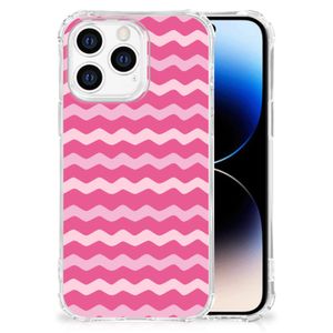 iPhone 14 Pro Doorzichtige Silicone Hoesje Waves Pink