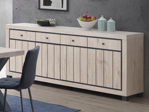 Dressoir ARCHIMEDE 4 deuren 4 lades eik naturel/zwart