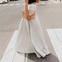 Dames Rok A-lijn Maxi Polyester Zwart Wit Roze Rood Rokken Winter Met ruches Modieus Elegant Straat Dagelijks S M L Lightinthebox