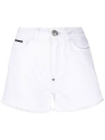 Philipp Plein short en jean à ornements en cristal - Blanc - thumbnail