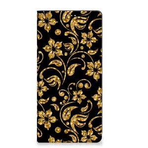 Motorola Moto G73 Smart Cover Gouden Bloemen