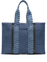 Chloé grand sac cabas Woody en jean - Bleu