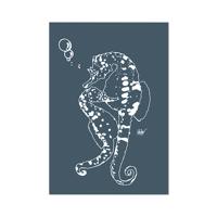 Poster Paneel Seahorse Blue 60x80