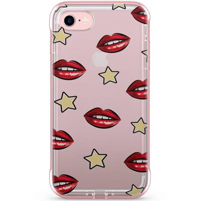 iPhone 7 rosegold transparant hoesje - Lips & stars