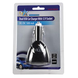 Hq P. sup. usb202 Dubbele Usb Autolader met 12 V Aansluiting