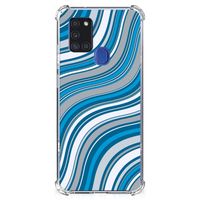 Samsung Galaxy A21s Doorzichtige Silicone Hoesje Waves Blue - thumbnail