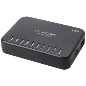 LVSUN 120W Smart 10-Port USB-laadstation 120 W Thuis Uitgangsstroom (max.) 24000 mA Aantal uitgangen: 10 x USB