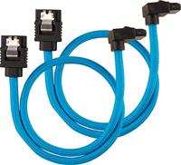 Corsair Premium SATA3-kabel, schuin/recht (6 Gbps, 30 cm, 90 graden), met ommanteling, blauw