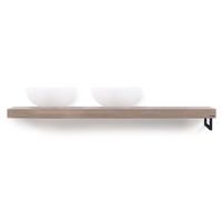 Looox Wooden Base Shelf solo R 160 cm, eiken old grey, handdoekhouders rechts mat zwart