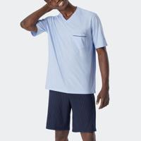 Schiesser Shortama V-hals air blue