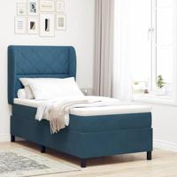 vidaXL Boxspringbed met matras fluweel donkerblauw 90x190 cm