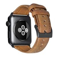 By Qubix - Luxe Echt Lederen bandje - Lichtbruin - Compatible met Apple Watch 44mm / 45mm / 46mm / 49mm - Compatible Apple watch bandjes