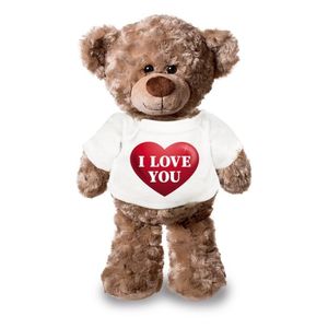 Knuffel beertje met I love you hartje shirt 24 cm